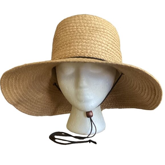 Women's Paper Straw Boater Sun Hat Adjustable Chin Strap Universal Thread 202C - Picture 6 of 10